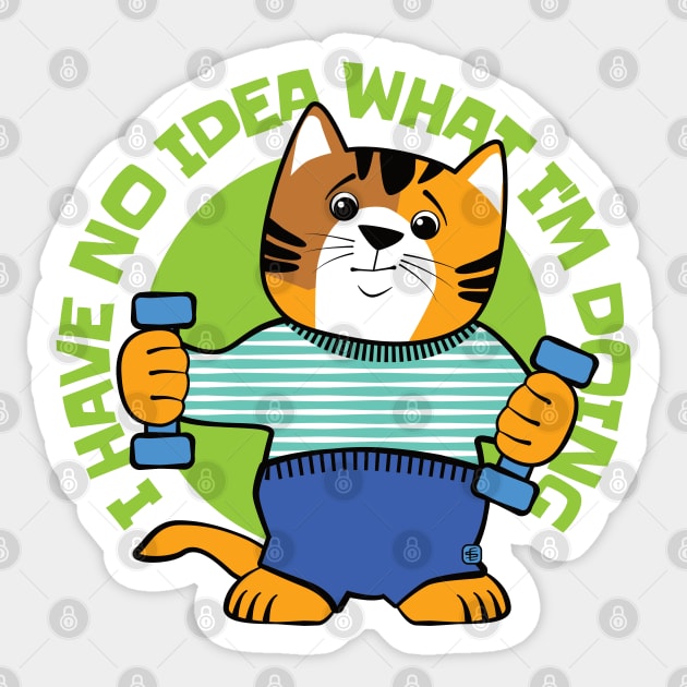 Lifting Fitness Cat No Idea What I'm Doing Sticker by Sue Cervenka